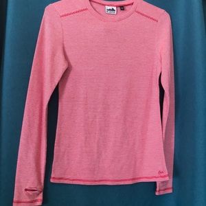 KAVU SIZE SMALL RED WHITE STRIPED LONG SLEEVE